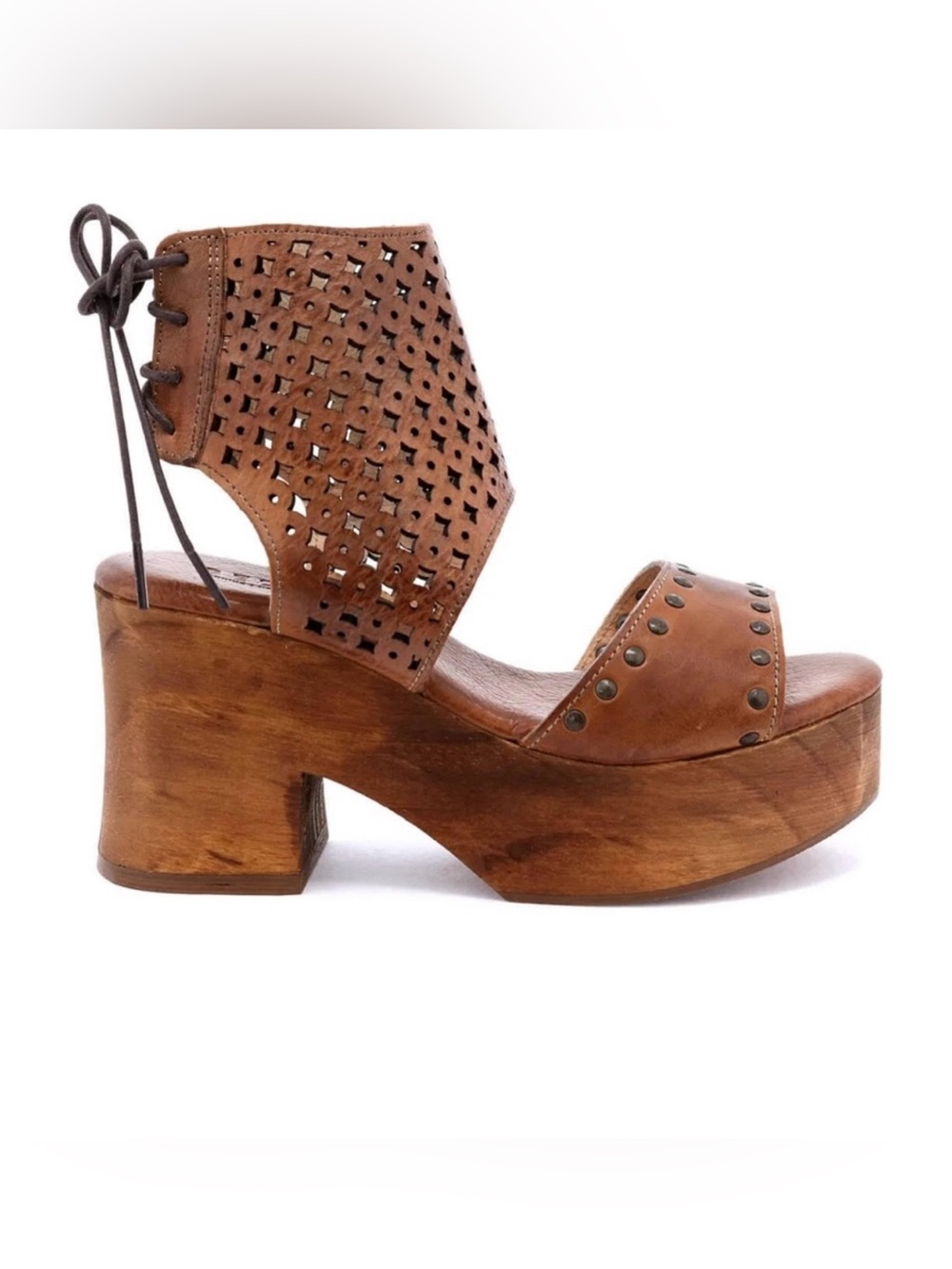 Bed Stu Mali leather and wood platform sandals. Worn once for an hour for photos